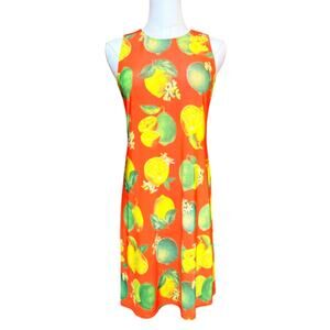 Chetta B Vintage 90s Citrus Fruit Print Size 2 Sleeveless Knee-length Dress
